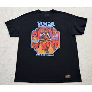 Steven Rhodes Men's Black Yoga for Beginners Graphic Print T-Shirt Size XL